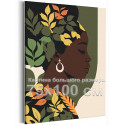 Африканка в листьях Девушка Женщина Портрет Минимализм Интерьерная Люди Африка 75х100 Раскраска картина по номерам на холсте