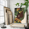 4 Африканка в листьях Девушка Женщина Портрет Минимализм Интерьерная Люди Африка 75х100 Раскраска картина по номерам на холсте