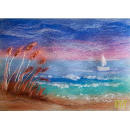 Морской берег Картина из шерсти Toyzy