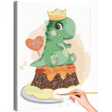 1 Зеленый динозаврик на торте Сute dinosaurs Праздник День рождения Для детей Детские Для девочек Для мальчиков Раскраска картин