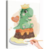1 Зеленый динозаврик на торте Сute dinosaurs Праздник День рождения Для детей Детские Для девочек Для мальчиков Раскраска картин