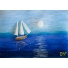 Корабль в море Картина из шерсти Toyzy