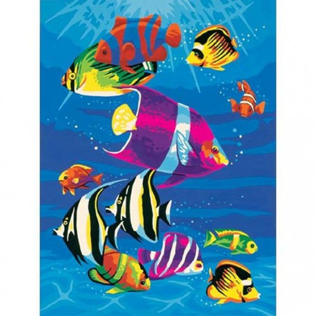Тропические рыбки Раскраска картина по номерам акриловыми красками на холсте