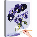 Букет с яркими анютиными глазками Натюрморт Цветы в вазе Интерьерная Фиолетовая Раскраска картина по номерам на холсте