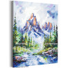 Природа и горы Пейзаж Лес Река Лето Альпы Вода Интерьерная 100х125 Раскраска картина по номерам на холсте