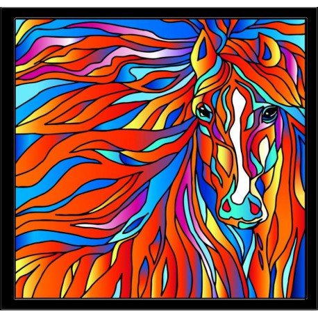Огненная лошадь Набор с рамкой для создания картины-витража Color Kit