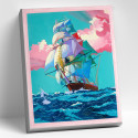 Парусный корабль Раскраска картина по номерам на цветном холсте Molly