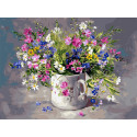 Полевые цветы в чашке Раскраска картина по номерам на холсте Белоснежка