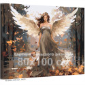 Девушка ангел и осенние листья Люди Женщина Природа Осень 80х100 Раскраска картина по номерам на холсте