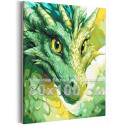 Портрет яркого зеленого дракона Влюблен в тебя Фэнтези Животные Символ года Новый год 80х100 Раскраска картина по номерам на холсте