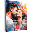 Любовь и поцелуй Люди Влюбленная пара 80х100 Раскраска картина по номерам на холсте