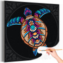 Морская черепаха с узорами Животные Яркая Интерьерная Коллекция дудлинг 40х40 Раскраска картина по номерам на холсте