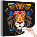 Яркий геометрический лев Животные Хищники Африка Для детей Раскраска картина по номерам на холсте с неоновыми красками