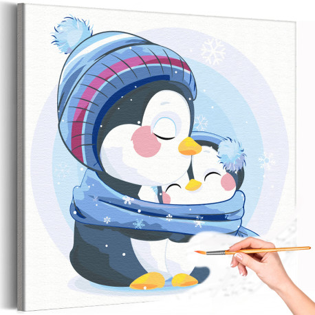 1 Мама пингвин с малышом в шарфе Коллекция Cute animals Зима Животные Птицы Для детей Детские Для девочек Для мальчиков Раскраск