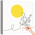 Музыкант на фоне солнца Коллекция Line Гитара Абстракция Музыка Люди Раскраска картина по номерам на холсте