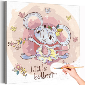 1 Мышка балерина Животные Для детей Детские Для девочек Раскраска картина по номерам на холсте