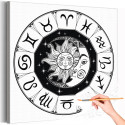 1 Солнце и луна Зодиакальный круг Орнамент Звезды Зодиак Звездная ночь Раскраска картина по номерам на холсте