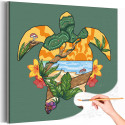 1 Силуэт морской черепахи Пляж Море океан Остров Животные Раскраска картина по номерам на холсте
