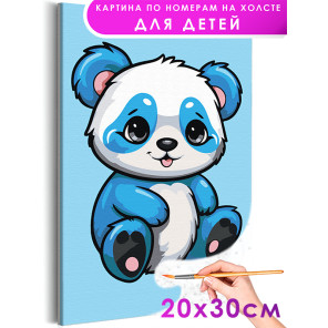 1 Голубая панда Животные Для детей Детская Для мальчика Для девочки Маленькая Легкая Раскраска картина по номерам на холсте