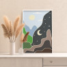 2 День и ночь в горах Минимализм Природа Пейзаж Луна Для детей Детская Легкая Маленькая Раскраска картина по номерам на холсте