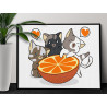 3 Котики любят апельсин Животные Кошки Коты Котята Яркая Еда Для Детей Детская Легкая Смешная 75х100 Раскраска картина по номера