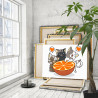 4 Котики любят апельсин Животные Кошки Коты Котята Яркая Еда Для Детей Детская Легкая Смешная 75х100 Раскраска картина по номера