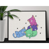 3 Цветные котики влюблены Животные Кошки Коты Котята Яркая Для Детей Детская Смешная 75х100 Раскраска картина по номерам на холс