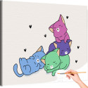 Цветные котики влюблены Животные Кошки Коты Котята Яркая Для Детей Детская Смешная Раскраска картина по номерам на холсте