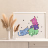 3 Цветные котики влюблены Животные Кошки Коты Котята Яркая Для Детей Детская Смешная Раскраска картина по номерам на холсте