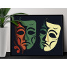 2 Грустные театральные маски Лица Минимализм Интерьерная Легкая Раскраска картина по номерам на холсте