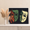 3 Грустные театральные маски Лица Минимализм Интерьерная Легкая Раскраска картина по номерам на холсте