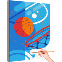 Мяч и баскетбольное кольцо Спорт Минимализм Интерьерная Яркая Легкая Для мальчика Раскраска картина по номерам на холсте