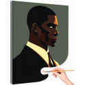 Африканец в костюме Портрет Люди Мужчина Простая Минимализм Интерьерная Стильная Раскраска картина по номерам на холсте