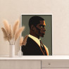 3 Африканец в костюме Портрет Люди Мужчина Простая Минимализм Интерьерная Стильная Раскраска картина по номерам на холсте