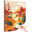 Мексиканский пейзаж Закат Природа Пустыня Горы Раскраска картина по номерам на холсте