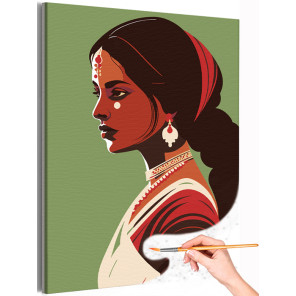 1 Молодая индийская девушка Портрет Лицо Арт Люди Раскраска картина по номерам на холсте