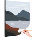 Озеро в горах Пейзаж Минимализм Природа Интерьерная Стильная Скандинавская Раскраска картина по номерам на холсте