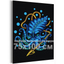Синий Кракен с гарпуном Животные Мифология Осьминог 75х100 Раскраска картина по номерам на холсте