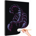 Скорпион звездной ночью Животные Хищники Яркая Стильная Интерьерная Раскраска картина по номерам на холсте