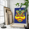 3 Желтый китайский дракон с узорами Животные Символ года Новый год Яркая Интерьерная Коллекция дудлинг 80х100 Раскраска картина 