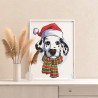 4 Долматин в новогодней шапке Животные Собаки Новый год Рождество Для детей Раскраска картина по номерам на холсте
