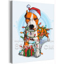 Питбуль с гирляндой Животные Собака Новый год Рождество Для детей Для мальчика Для девочек 80х100 Раскраска картина по номерам н