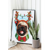 2 Мопс с гирляндой Животные Собака Новый год Рождество Для детей Для мальчика Для девочек Раскраска картина по номерам на холсте