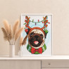 4 Мопс с гирляндой Животные Собака Новый год Рождество Для детей Для мальчика Для девочек Раскраска картина по номерам на холсте