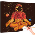 1 Космонавт и йога Люди Космос Яркая Для мальчика Для девочек Раскраска картина по номерам на холсте