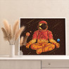 3 Космонавт и йога Люди Космос Яркая Для мальчика Для девочек Раскраска картина по номерам на холсте