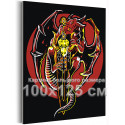 Красный дракон с мечом Мифология Животные Для детей Для мальчиков 100х125 Раскраска картина по номерам на холсте