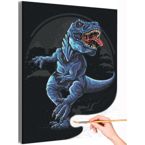 1 Бегущий динозавр рекс Животные Для мальчиков Раскраска картина по номерам на холсте