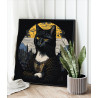 2 Мона Лиза черная кошка Животные Коты Мем Классика 80х80 Раскраска картина по номерам на холсте