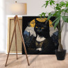 3 Мона Лиза черная кошка Животные Коты Мем Классика 80х80 Раскраска картина по номерам на холсте